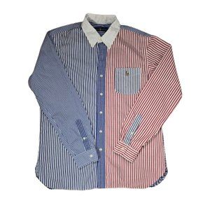 Ralph Lauren Striped Gingham Red White Blue Men's B Shirt Size Large